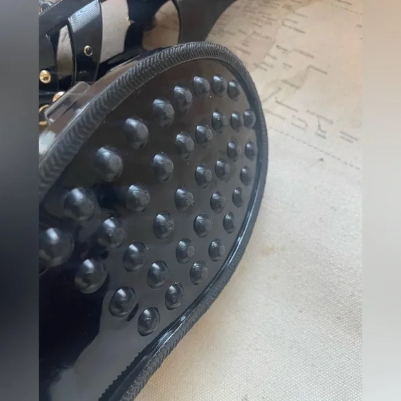 Jeffrey Campbell Jellin Black Fisherman Jelly Sandals Gold Bling Size 42 | 9.5 - Picture 9 of 10